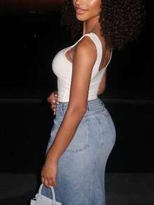 Mystra 女士舒适蝴蝶结装饰系带 Y2K 吊带背心 U 领上衣 - 白色 - 查看 6