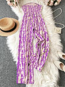 SHEIN LUNE 加大碼全版印花筒洋裝 - 紫色 - 查看 2