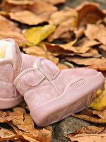 بوت ثلج دافئ للأولاد أو البنات من الصوف بقفل هوك ولوب