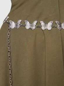 ROMWE 1pc Women Butterfly Decor Chain Belt Christmas - Black - View 1