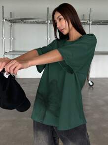 DAZY Slogan & Butterfly Print Drop Shoulder Tee THE BUTTERFLY Oversized T-Shirt - Mint Green - View 6