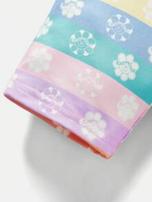 Mr Men Little Miss X SHEIN 年轻女孩多巴胺彩虹花卉印花紧身骑行短裤 - 彩色 - 查看 5