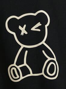SHEIN 3 piezas Conjunto de camiseta holgada y cómoda para niño pequeño, con estampado de oso sonriente y dibujos animados, estilo deportivo y casual, adecuado para primavera, verano y otoño, cómodo y versátil, para niños de 4 a 7 años, adecuado para la escuela y deportes