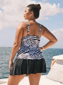 SHEIN Swim Curve Plus letnia plażowa sukienka w paski zebry