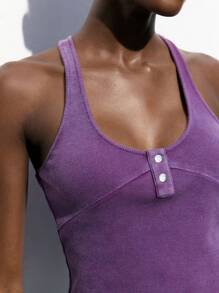 Maija Women's Solid Color Casual Racerback Tank Top For Back To School, Purple - Multicolor - View 7