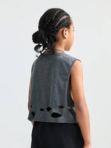 Coolane Kids 少女秋季足球排球做旧无袖背心，复古春季感恩节万圣节服装圣诞节返校季亲子装 - 彩色 - 查看 2