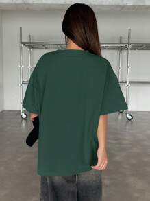 DAZY Slogan & Butterfly Print Drop Shoulder Tee THE BUTTERFLY Oversized T-Shirt - Mint Green - View 4