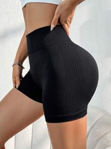 Gameset SHEIN Sport 寬腰身運動短褲 - 黑色 - 查看 3