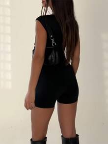 INAWLY Cut Out Front Unitard Romper