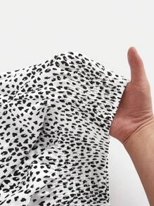 SHEIN VCAY Allover Print Paperbag Waist Shorts - Black and White - View 6