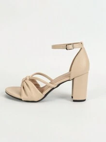 Giày sandal cao gót dự tiệc thoải mái mới dành cho nữ mùa Xuân/Hè với gót dày và quai mảnh. - Màu be - Xem 3