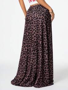 Coolane Y2K Phong cách đường phố Mát mẻ & Đa năng dành cho nữ Vintage họa tiết da báo Váy trắng chữ A, dáng rộng, dài đến đầu gối - màu nâu - Xem 6