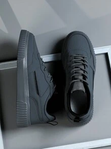 Scarpe da uomo da ginnastica alla moda e alla mano, scarpe casual alla moda, scarpe da skateboard con lacci, scarpe da strada personalizzate per gli uomini - Grigio Scuro - Visualizzare 2