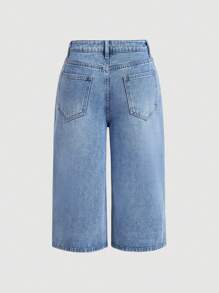 SHEIN MOD Asymmetrical Waist Wide Leg Jeans