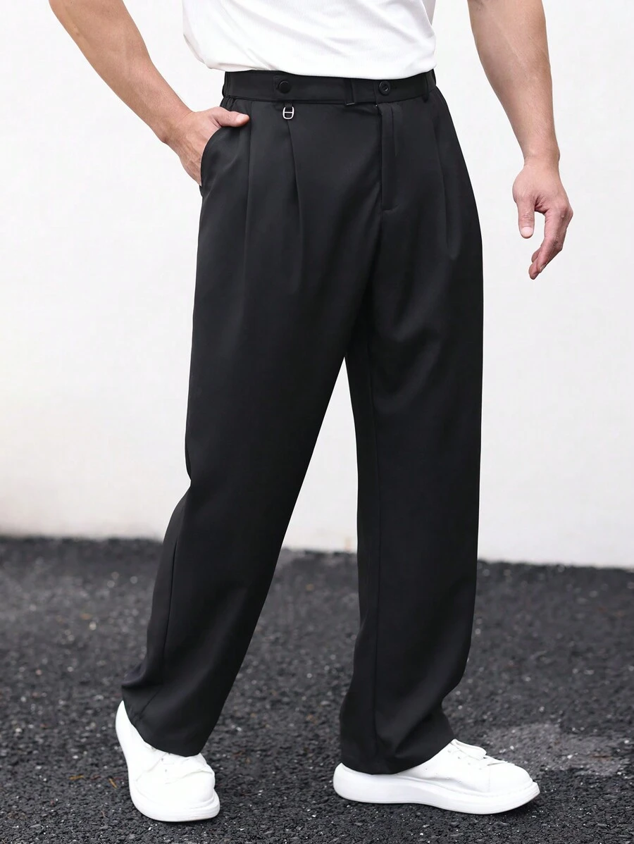 Manfinity Mode Quần tây nam có túi xéo rắn - màu đen - Xem 1