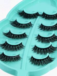 MAGEFY 5pairs/Set 3D Faux Mink Hair Fluffy False Eyelashes With Leaf-Shaped Tray, Natural Looking, Thick And Soft, Reusable, Individual Packaging, Makeup Tool For Beauty - Bulu Mata Halus - View 7