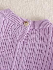 Baby Mädchen Pullover Set, Herbst/Winter gestrickter Pullover mit Rüschen und Hose, elegant und modisch in lila Tönen