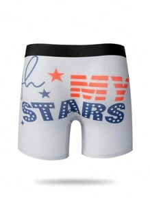 男士星空數字印花平角內褲，配編織腰帶