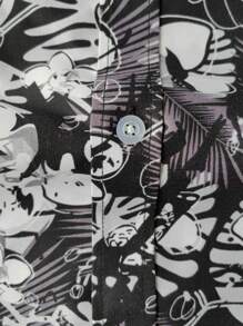 Manfinity LEGND Men Floral Print Long Sleeve Shirt, Men Floral Shirt, Black Floral Men Shirt, Men Floral Print Shirt - Multicolor - View 5