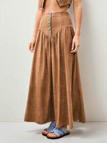 COSMINA Ladies' Solid Color Simple Daily Skirt - Coffee Brown - View 8