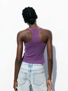 Maija Women's Solid Color Casual Racerback Tank Top For Back To School, Purple - Multicolor - View 8