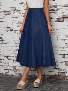 EMERY ROSE 高腰喇叭牛仔裙