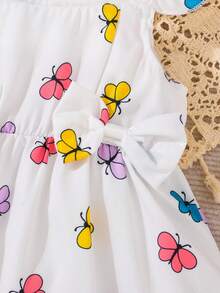 Baby Girl Butterfly Printed Dress, Cute One-Piece Outfit