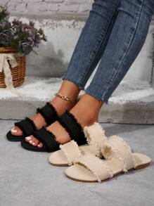 Women's Flat Sandals 2024 Summer Retro Seaside Vacation Beach Sandals - Black - View 2