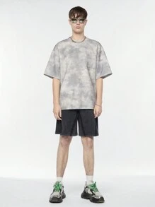 Mainfolk 男士針織寬鬆中腰街頭風短褲，適合日常穿著與夏季 - 黑色 - 查看 3