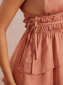 Hauture Vestido de verano asimétrico con volantes y tiras laterales - Rosa - Ver 6