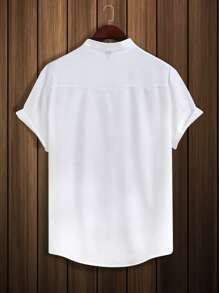 Manfinity Homme Camisa para hombre con detalle de parches de letras sin camiseta - Blanco - Ver 2