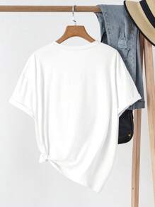 SHEIN EZwear Casual & Simple Guitar Graphic Print Tee, Round Neck Loose Fit Women's T-Shirt HEAVY METAL LONG LIVE HEAVY METAL MUSIC FIRST 1987 LET'S ROCK BREAK THROUGH THE CONSTRAINTS - Multicolor - View 4