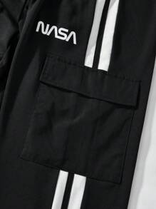 SHEIN Teen Boys' 2pcs Fashionable Sports Printed Outfit - Black - View 7