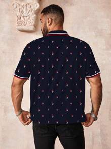 Manfinity Mode Men's Plus Size Casual Simple Printed Polo Shirt, Going Out