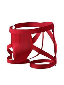 Men Solid Sexy Cut Out Panty - Red - View 3