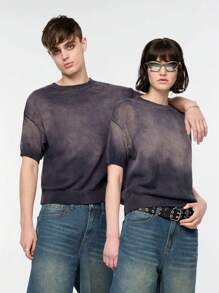 Chillumni Men's Solid Color Basic Short Sleeve Knit Top For Daily Wear - Multicolor - View 1