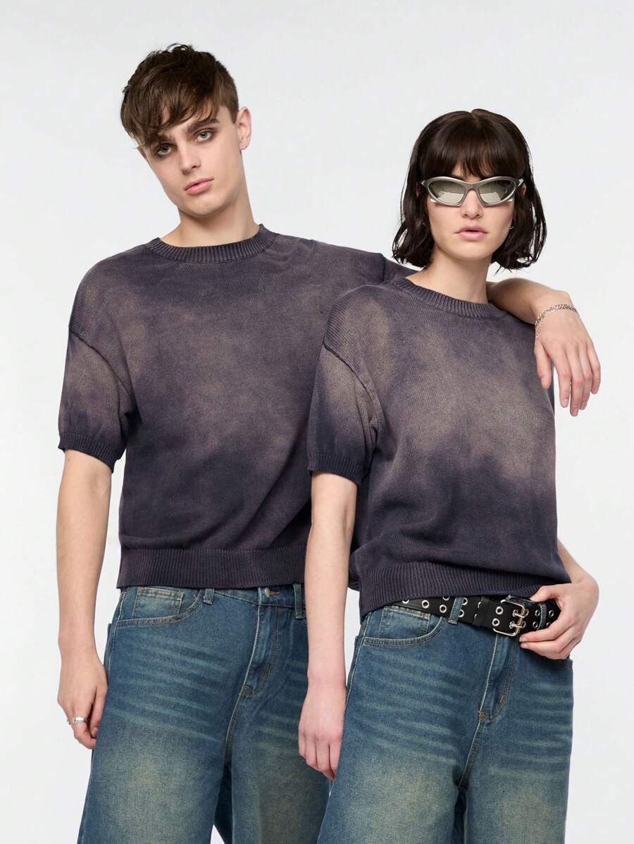 Chillumni Men's Solid Color Basic Short Sleeve Knit Top For Daily Wear - Multicolor - View 1