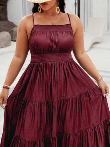 Breezaya Vestido de textura de mezclilla tejida de unicolor de talla grande