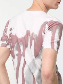 Manfinity Roghcode Herren bedrucktes leger gestricktes Kurzarm T-Shirt für den Sommer, Vintage, Ausgehen, grafisch, bunt, passendes Partnerlook