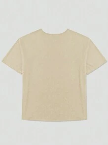 SHEIN Slayr Camiseta casual de manga corta con estampado de osito para verano - Albaricoque - Ver 2