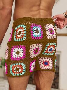 Manfinity RSRT Men Floral Crochet Drawstring Waist Shorts - Multicolor - View 2