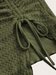 SHEIN ICON Ensemble Amincissant À Cordon Coulissant Uni - Militaire verte - Voir 3
