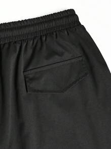 Manfinity Homme Quần ống rộng cỡ lớn cho nam có dây rút eo, quần baggy - màu đen - Xem 5