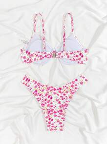 SHEIN Swim Women's Summer Beach Full Print Bikini Set, Random Print - Multicolor - View 4