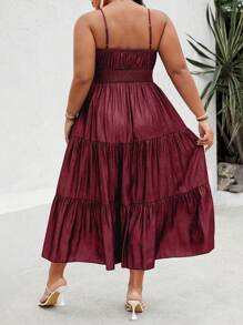Breezaya Vestido de textura de mezclilla tejida de unicolor de talla grande