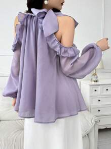 Modelyn 露肩荷葉邊連衣褲 - 紫色 - 查看 2