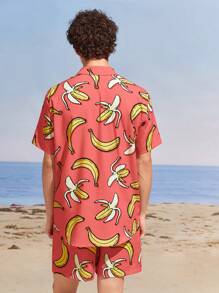 Manfinity VCAY Woven Casual Shirt And Shorts Two Pieces Set - Orange - View 2