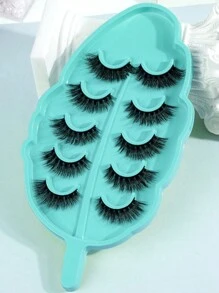 MAGEFY 5pairs/Set 3D Faux Mink Hair Fluffy False Eyelashes With Leaf-Shaped Tray, Natural Looking, Thick And Soft, Reusable, Individual Packaging, Makeup Tool For Beauty - Bulu Mata Halus - View 1