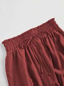 Mulvari Plus Tie Waist Ruffle Hem Skirt For New Year Clothes