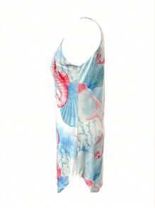Plus Size Turtle Digital Print Casual Sleeveless Sexy Camisole Dress